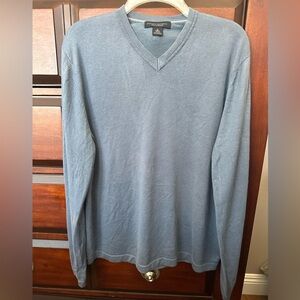 Banana Republic Men’s Medium Silk Cashmere Blend V-Neck Sweater Slate Blue